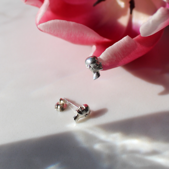 Solid Silver Head Stud Earrings