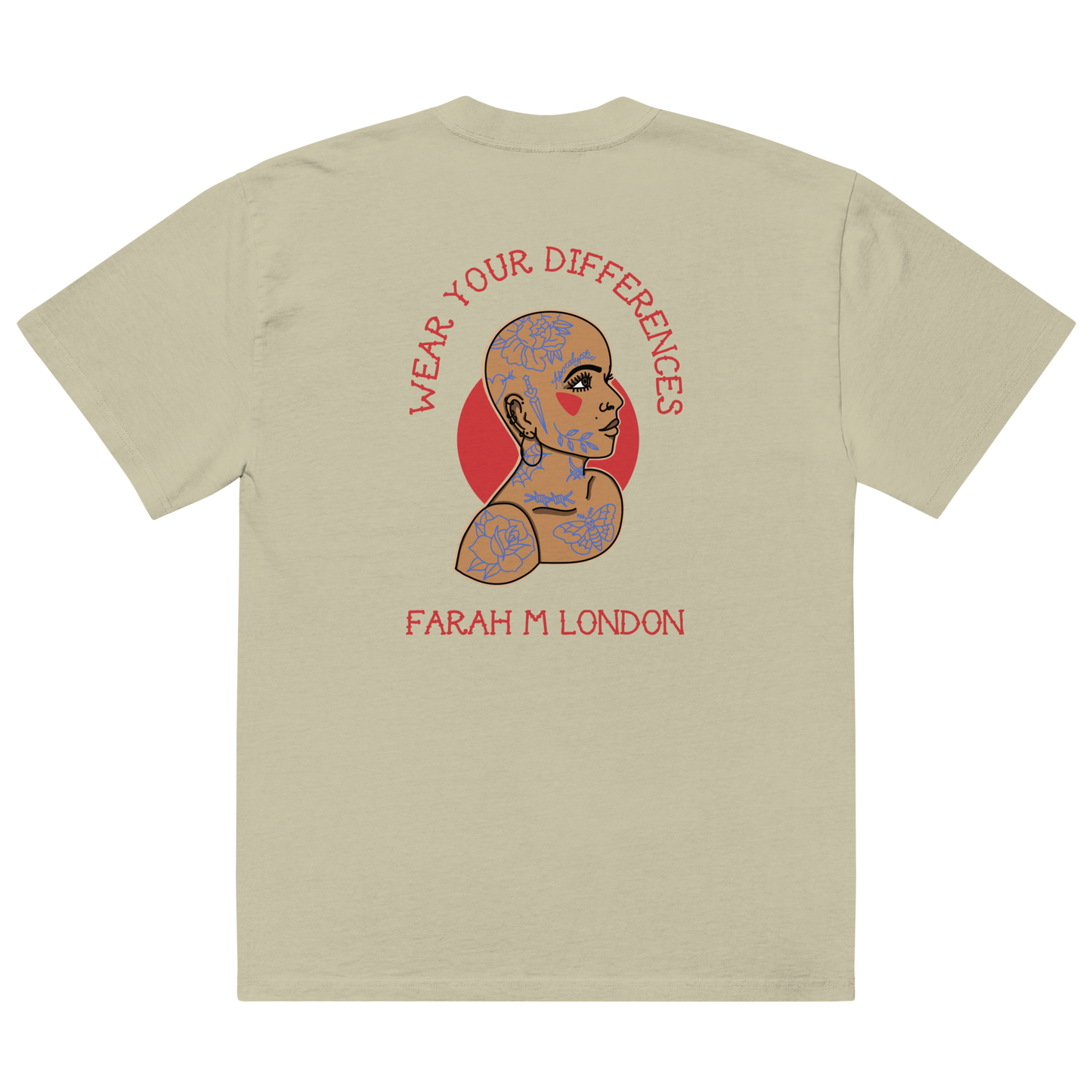 'Wear Your Differences' Tattooed Bald Woman Oversized t-shirt