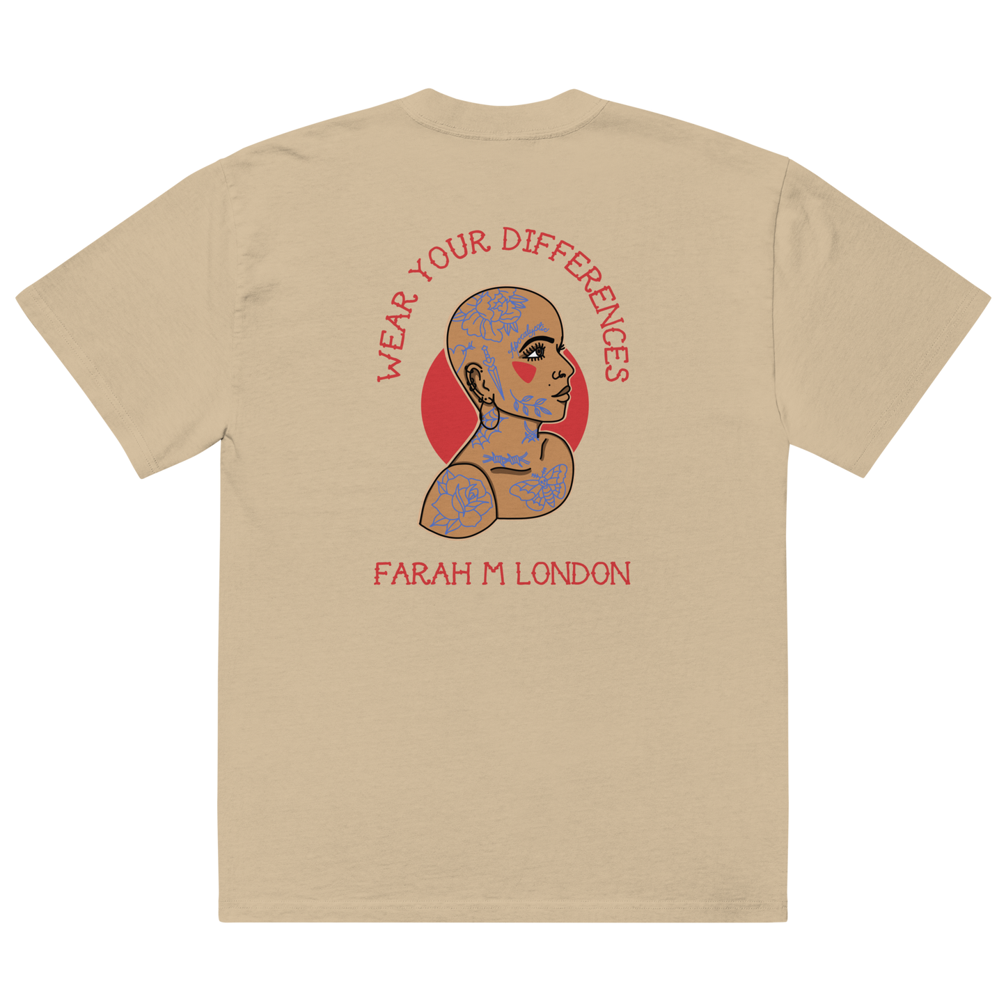 'Wear Your Differences' Tattooed Bald Woman Oversized t-shirt