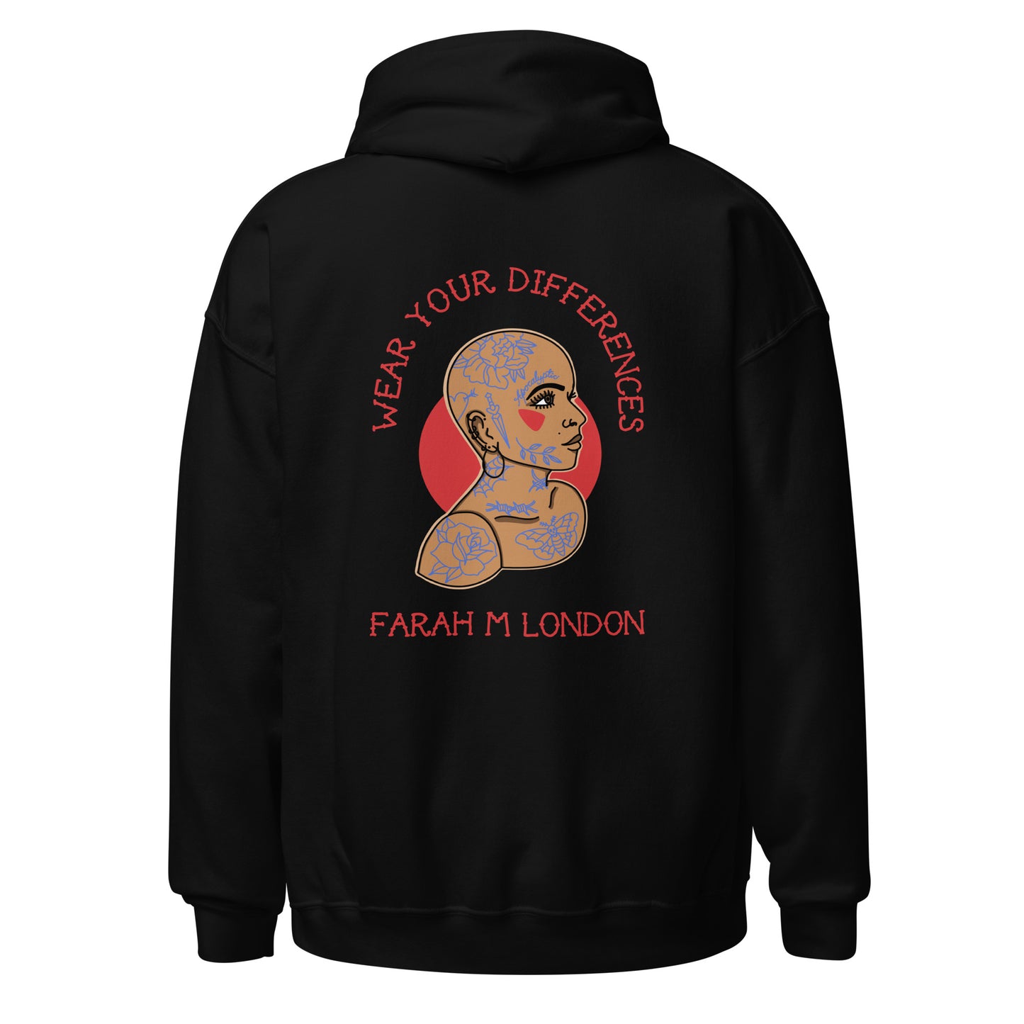 'Wear Your Differences' Bald Tattooed Woman Unisex Hoodie