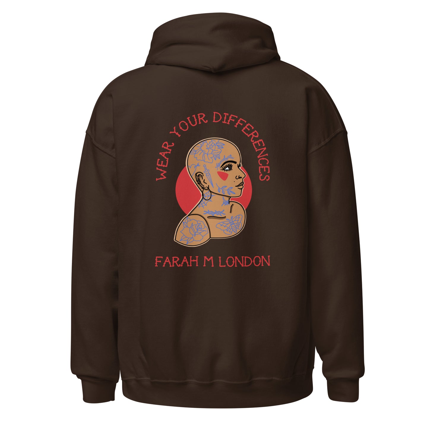 'Wear Your Differences' Bald Tattooed Woman Unisex Hoodie