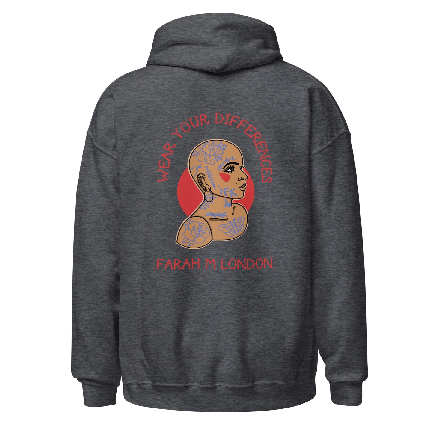 'Wear Your Differences' Bald Tattooed Woman Unisex Hoodie