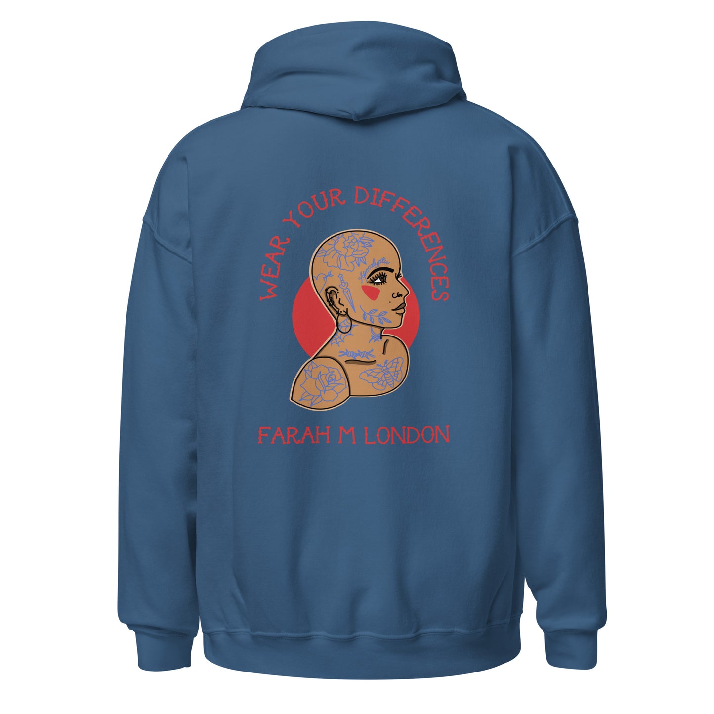 'Wear Your Differences' Bald Tattooed Woman Unisex Hoodie