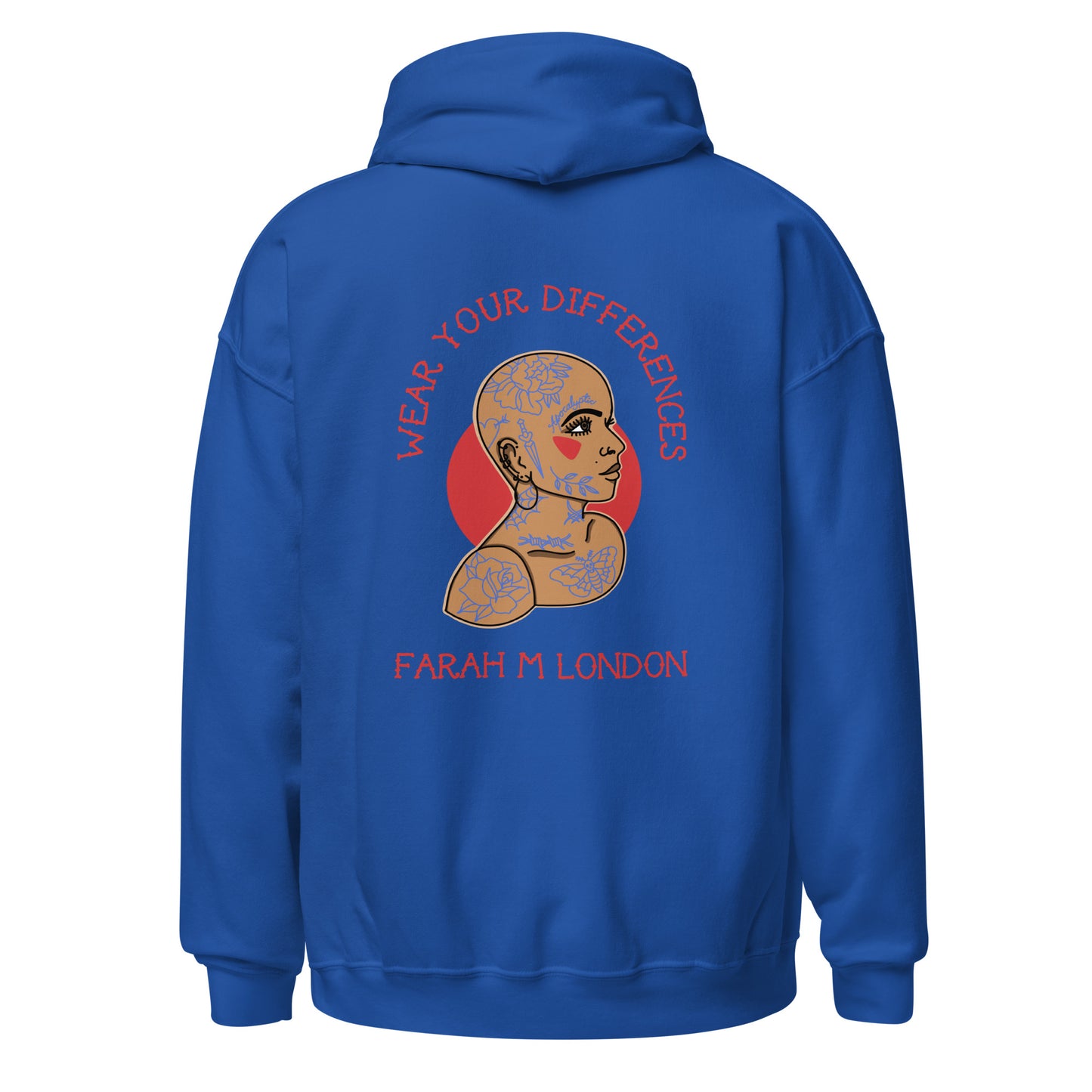 'Wear Your Differences' Bald Tattooed Woman Unisex Hoodie