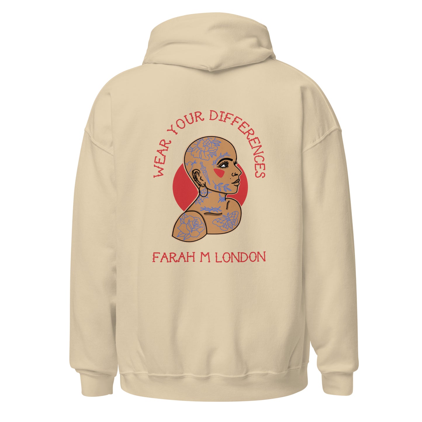 'Wear Your Differences' Bald Tattooed Woman Unisex Hoodie