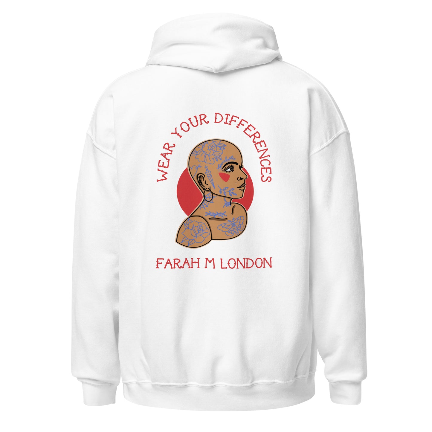 'Wear Your Differences' Bald Tattooed Woman Unisex Hoodie